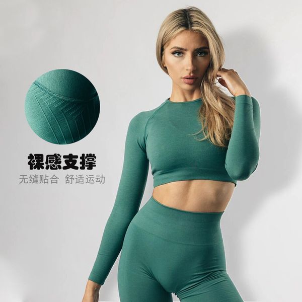 

women yoga outfit active sets bra and pants long sleeve tight style quick dry hygroscopic high waist famale fitness suit 2 pcs hip lift soli