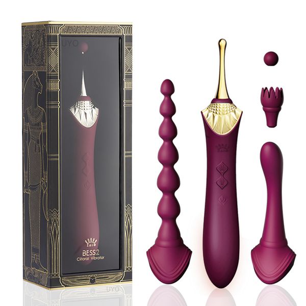 

wool yarn zalo bess 2.0 g-spot vibrator soft silicone clitoral stimulation usb double motor retro massager toys for women, Black;white
