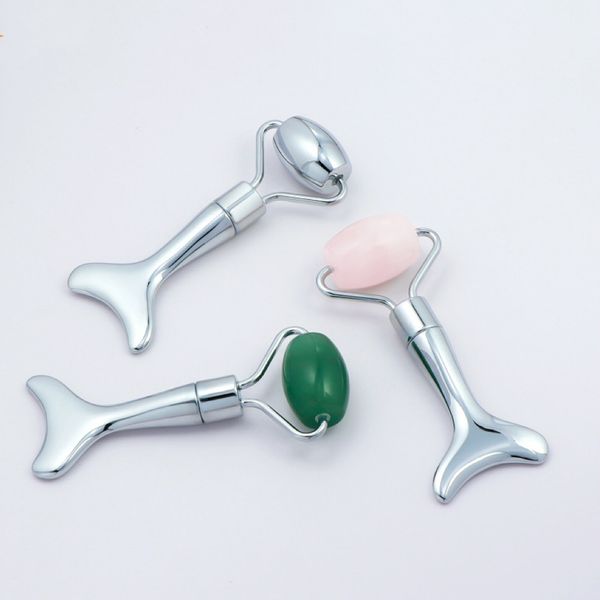 

mini natural jade eye massager roller double head face massage rollers with cream spoon cosmetic beauty tools