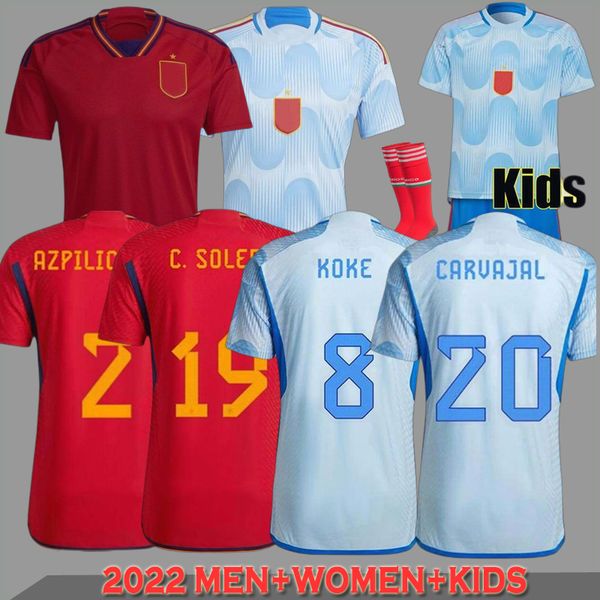 

2022 camiseta de futbol de spain soccer jersey pedri ferran torres morata gavi football shirt ansu fati koke azpilicueta men and kids kits, Black