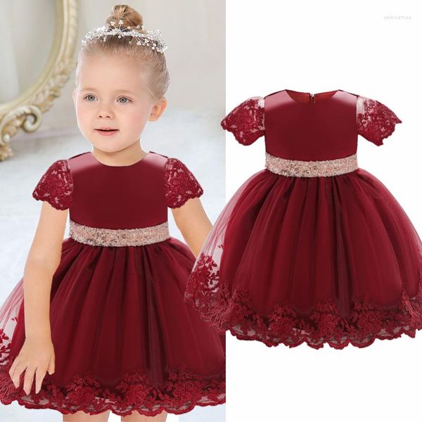 

girl dresses birthday party dress for 12m 1st baby vintage floral big bow tutu gown wedding toddler kids pink formal gala costume, Red;yellow