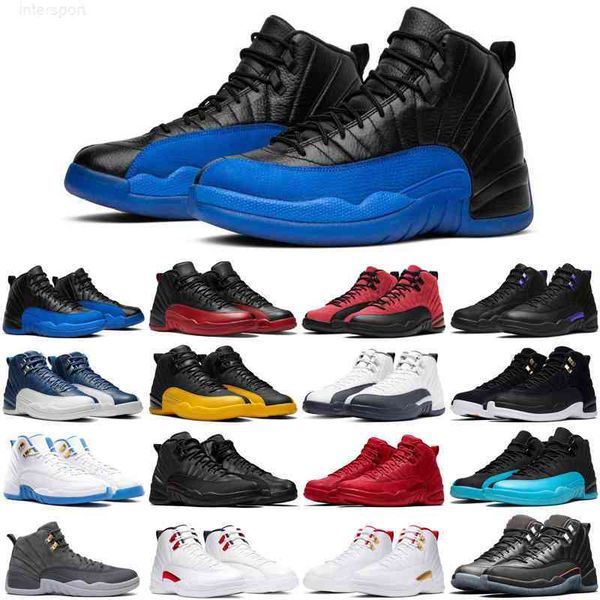 

basketball shoes men trainers sports sneakers utility twist playoffs royalty reverse flu game black 12 12s mens size 7-13