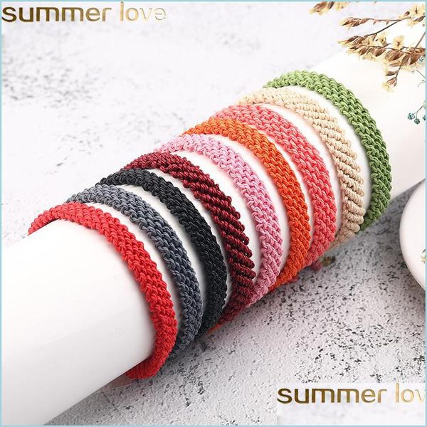 

link chain colorf bohemian handmade braided rope bracelets adjustable waterproof wax friendship bracelet for men women jewelry gift dhvfd, Black