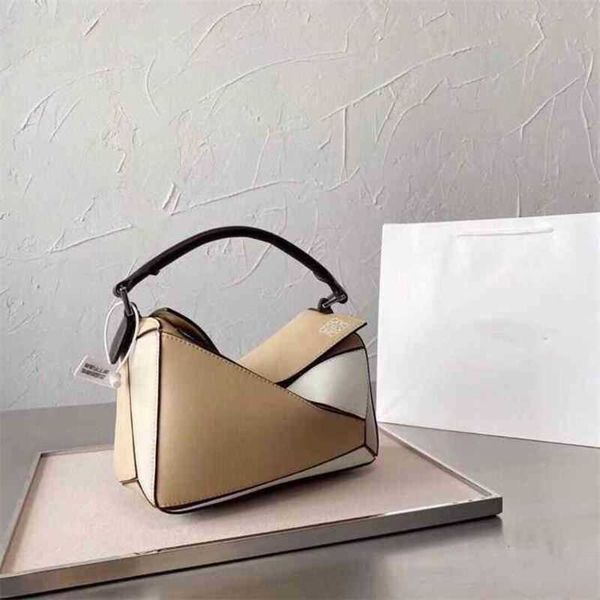 

handbags loews designer bags puzzle crossbody 2022 spring summer color leather two-layer cow matching geometric portable one shoulder cross