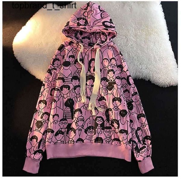 

new men's hoodies designer sweatshirts fashion cartoon full print lanvins hoodie loose, Black