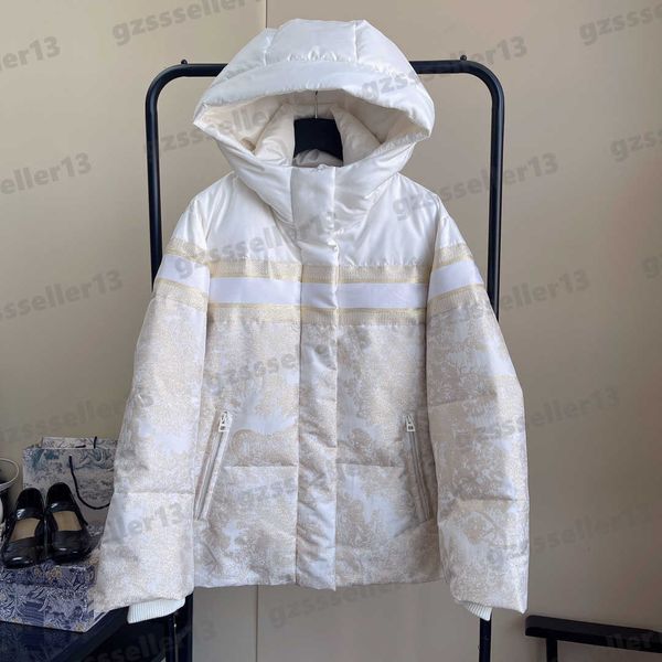 

womens down jackets luxury designer golden jungle jacquard fabric woman puffer coat fashion autumn and winter padded hooded jacket coats 3 s, Black