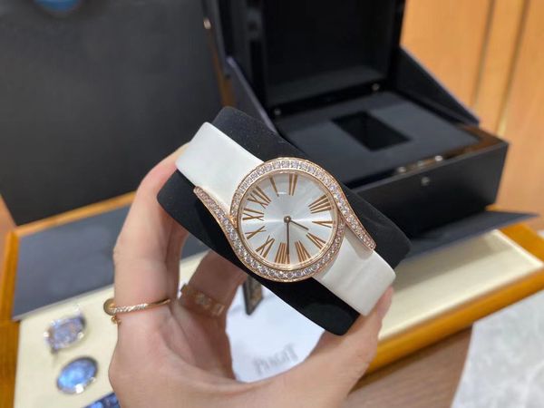

designer ladies watch cowhide strap sapphire mirror glass 32mm quartz movement diamond bezel gest quality gs, Slivery;golden