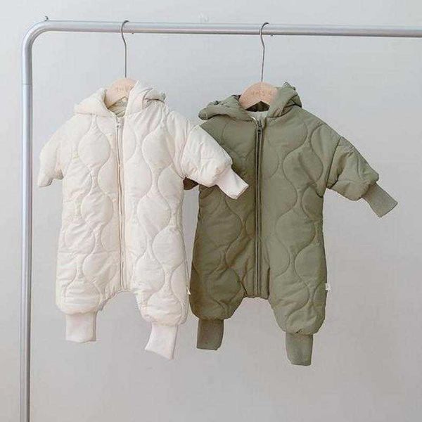 

rompers winter baby boys and girls warm quilted cute bear long sleeve rompers infant kids thick zipper hooded jumpsuits clothes 024m j220922, Blue