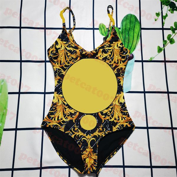 

designer luxury swimsuits gold print swimwear for women high grade ladies one piece swimsuit