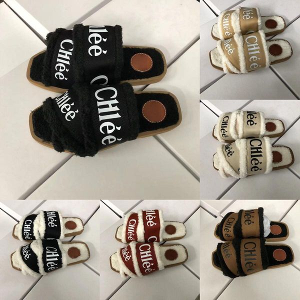 

slippers snow boot outdoor canvas white plush sandals designer winter booties woody mules foam women black white shoes size eur 36-42
