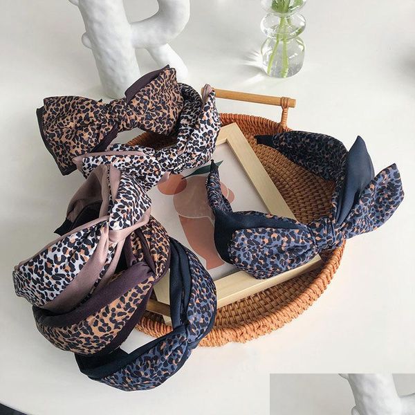 

headbands fashion womens hairband big bowknot bohemia leopard headband adt center knot headwear girls hair accessories 2495 y2 drop d dhftz, Silver