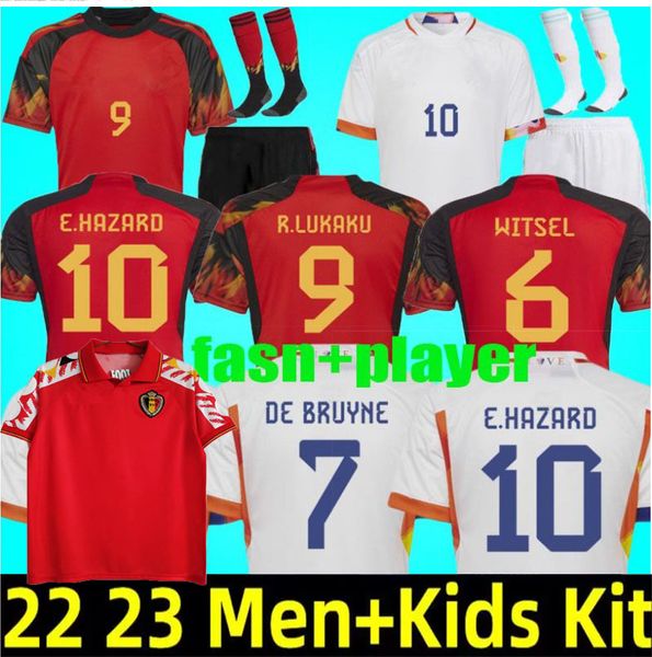 

fans player belgium 2022 soccer jerseys national team de bruyne hazard courtois lukaku tielemans 22 23 batshuayi kevin kids set football shi, Black;yellow