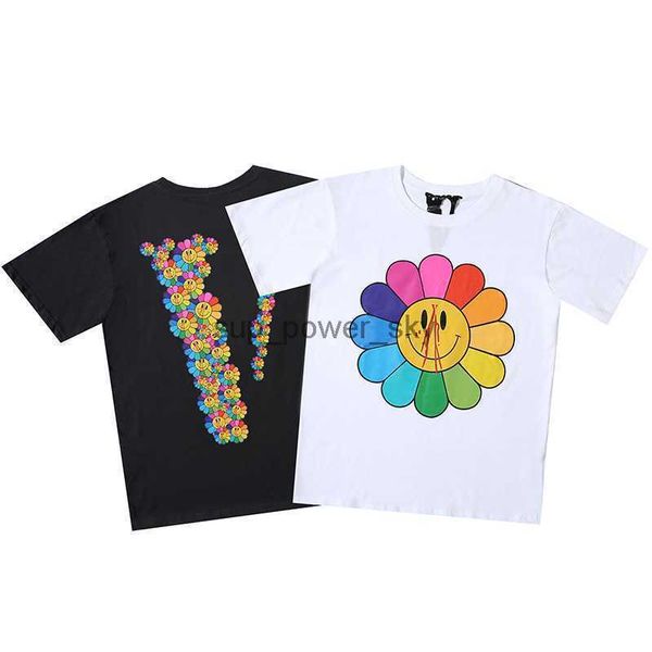 

mens t-shirts designer vloness fashion tee solar flower system popular loose versatile short sleeve men women's t-shirt, White;black