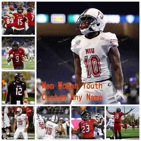 

sj custom northern illinois huskies niu college football jersey 56 miles baggett 57 rayshawn gay 6 cj brown 70 marques cox women youth stitc, Black