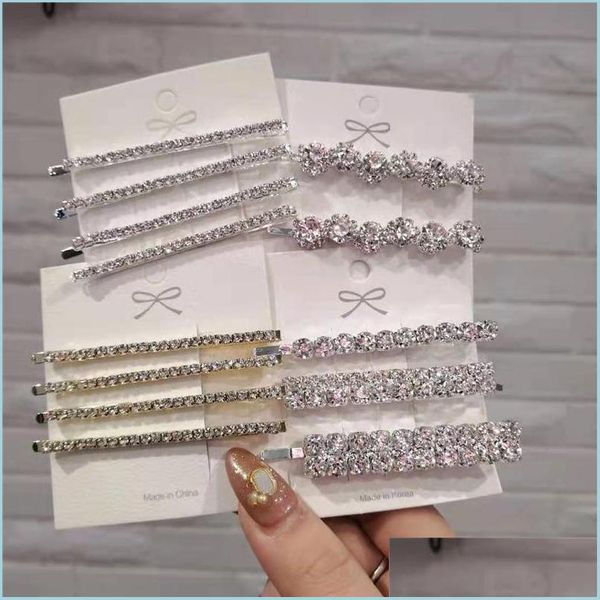 

hair clips barrettes rhinestone hairpin simple style temperament clips suit headdress girl side clip drop delivery 2021 jewelry hair dhlxc, Golden;silver