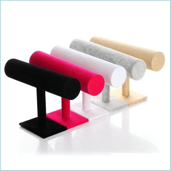 

jewelry stand new fashion jewelry display one layer veet t-bar rack stand for bracelets watch 3 colors 543 t2 drop delivery 2021 packa dhvam, Black