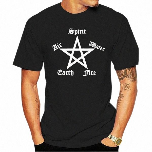 

men's t-shirts 100% cotton tee shirts pentagram t-shirt - funny pagan nature retro witchcraft satan irish t v0zh#, White;black