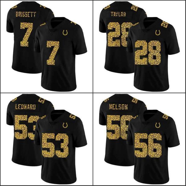 

indianapolis's colts's men #56 quenton nelson 17 philip rivers 7 jacoby brissett black leopard print fashion women youth limited m, Black;red