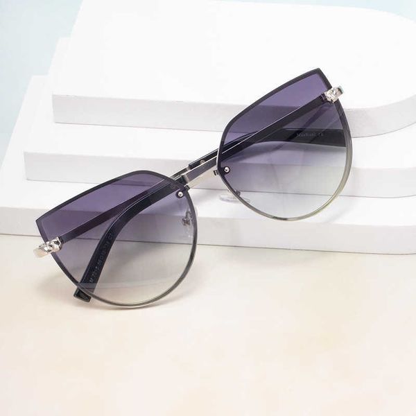 

sunglasses 2022 fashion cat eye frameless female leopard head, White;black
