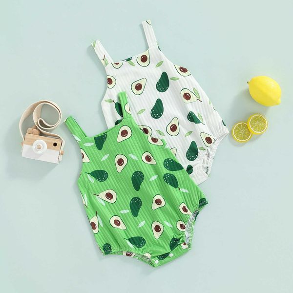 

rompers 2022 summer cute toddler clothes baby girl boy romper infants sleeveless jarretl avocado printed triangle jumpsuit j220922, Blue