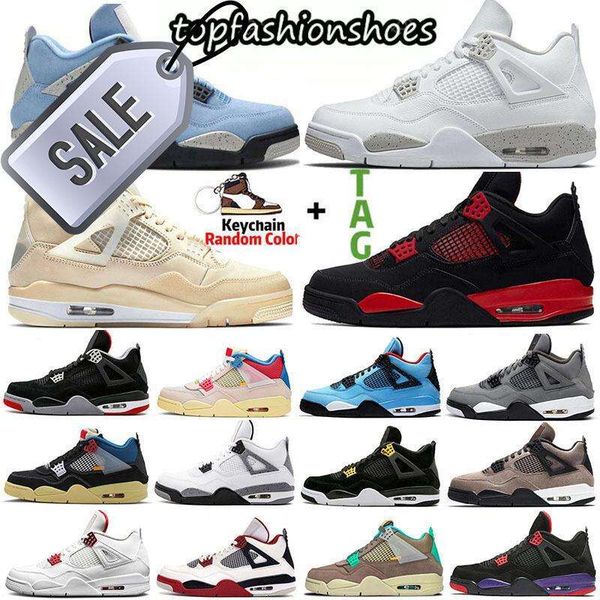 

sail university blue 4 4s mens basketball shoes sneakers atmosphere fire red thunder oreo bred black cat guava ice white cement women sports