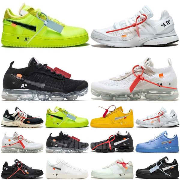 

original men's and women's off running shoes white red blue volt low three black green presto 2.0 chaussures 36-45