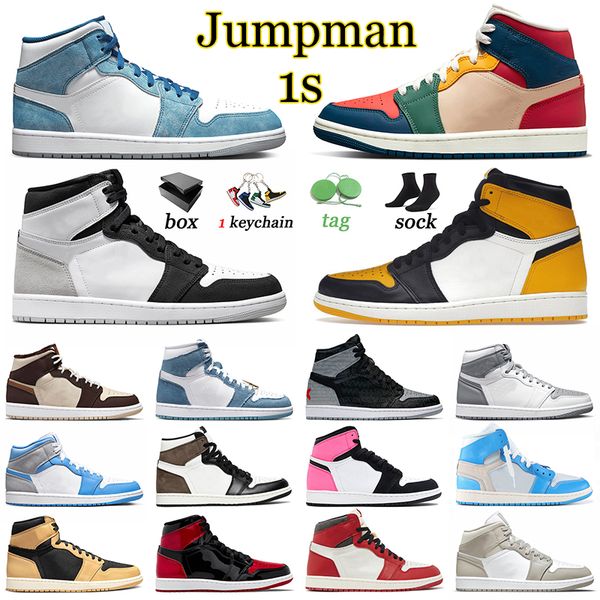 

jumpman 1s basketball shoes heirloom 1 sports denim french blue fire red sneakers running shoe high og yellow toe chicago reimagined stealth
