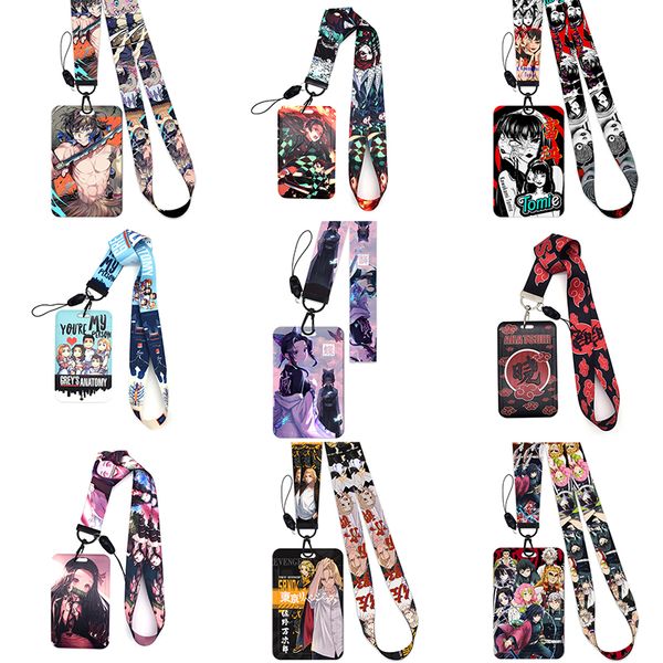 

cartoon credential holder keychains neck lanyard for pass card anime credit cardholder keychain straps mobile phone wholesale, Silver