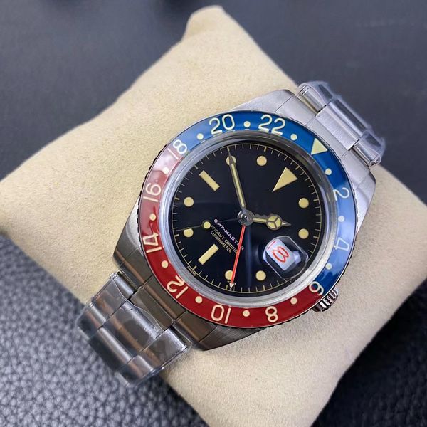 

sn factory men's watch mechanical eta 2836-2 movement 38.5 mm pure steel quality retro strap acrylic glass waterproof, Slivery;brown