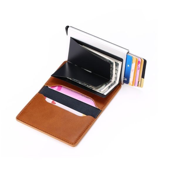 

credit business mini card wallet man women frid wallets smart aluminum metal business cards holder, Red;black
