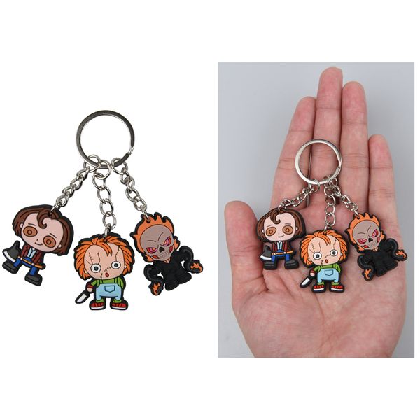 

horror movie cartoon animation pvc keychain customized promotional rubber pvc keychains, White;pink
