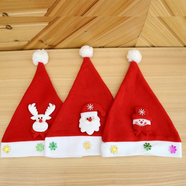 

santa snowman elk hat cartoon red snowflake plush christmas hat ornament, Blue;gray