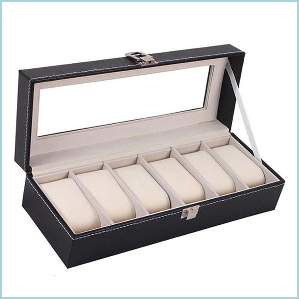 

jewelry boxes window organizer box for save 6 wrist watches 656 q2 drop delivery 2021 jewelry packaging display dhseller2010 dhqlv, Black;white