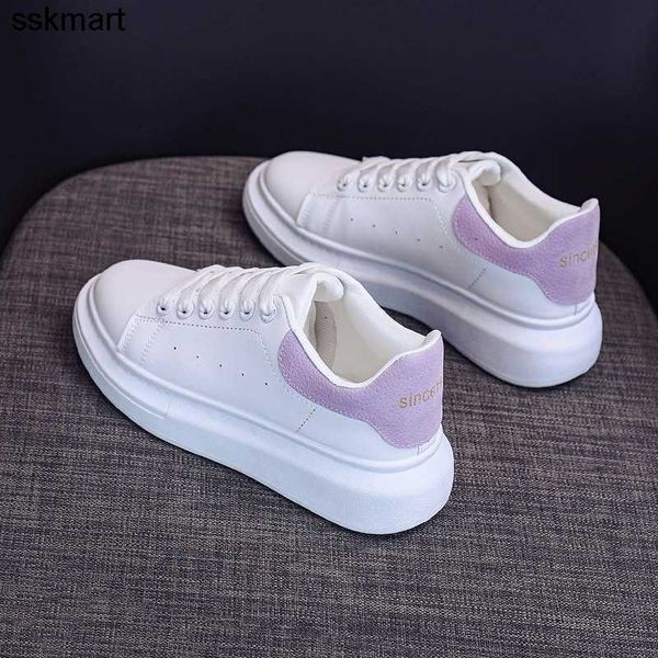 

dress shoes calfskin platform white summer breathable women new versatile thick soled high rise sports casual shoes, Black