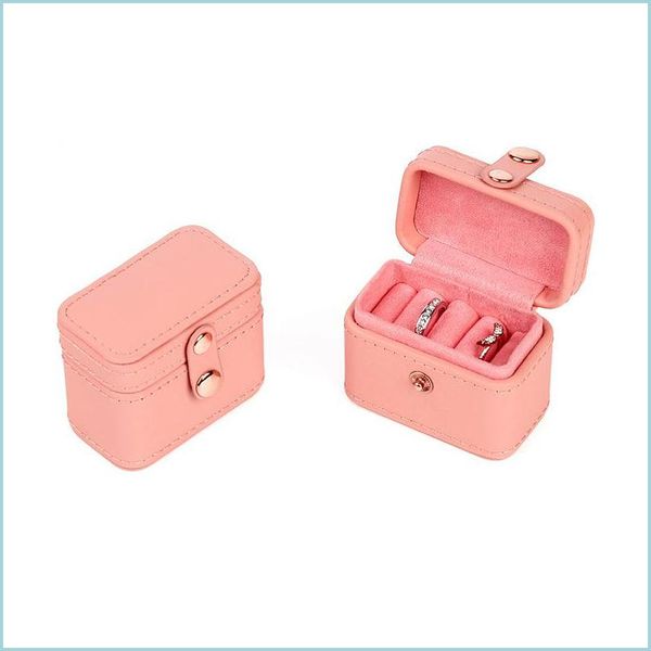 

jewelry pouches bags jewelry pouches bags mini snap leather ring storage box earring bangle display case organizer drop delivery 202 dhjqw, Pink;blue