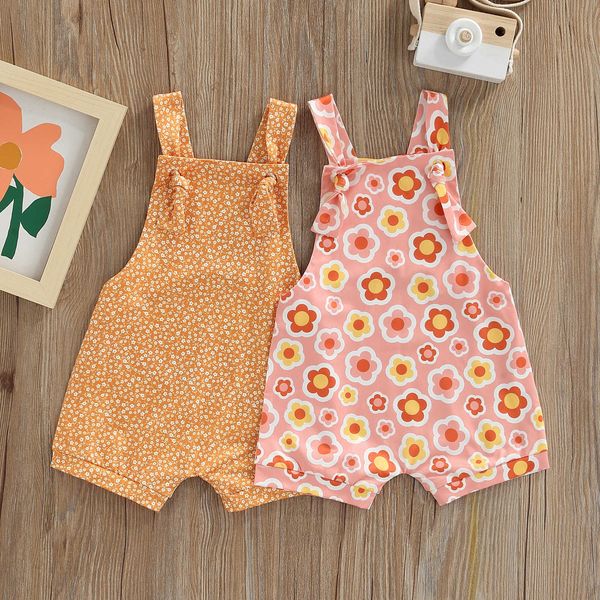 

rompers summer newborn baby girls flowers printed sleeveless garter rompers jumpsuits toddler kids overalls clothing outfits j220922, Blue