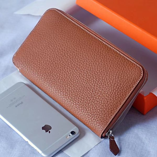 

designer wallet men's and women's high-end h classic togo leather wallets men long simple leather large capacity multi-function fa, Red;black