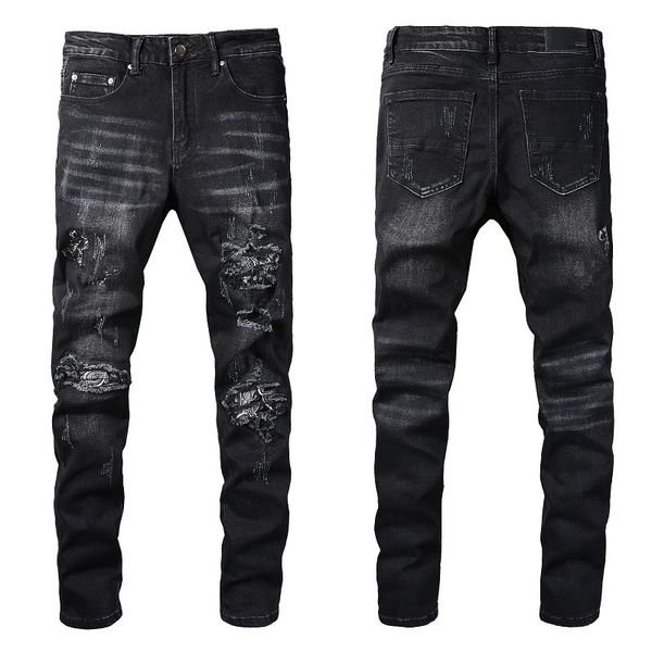

2022 new jeans men and women fashion ripped hip hop distressed zipper trousers, Blue