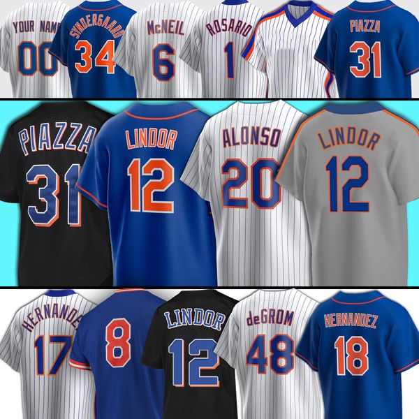 

baseball new 12 francisco york lindor yankees 20 pete alonso baseball jersey jacob degrom keith hernandez mike piazza jeff mcneil max scherz, Blue;black