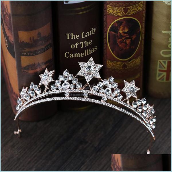 

hair clips barrettes clips barrettes jewelry crown rhinestone tiara bridal wedding star headdress handmade crystal hair acc 546 z2 d dhhvu, Golden;silver