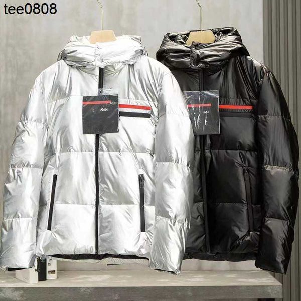 

2022 prads new men's shiny hood thickened short down jacket casual men's and women's fashion winter coat, Black