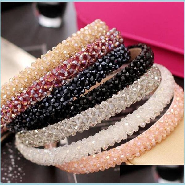 

headbands new mticolor crystal glass headband fashion handmade hair band for women girls accessories hairband jewelry drop delivery dhrbm, Silver