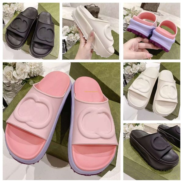 

slippers slippers flat slides lady sandals bubble shoes high heel slippers designer european woman size 35-40 thick bottom pillow comfort tp, Black