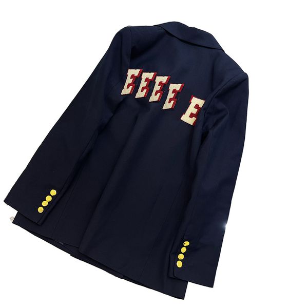 

vintage womens blazer coat fashion letters long sleeve blazers autumn spring women formal suit, Black
