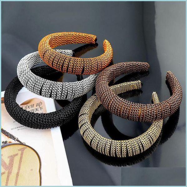

hair rubber bands metal chain winding headbands for women sponge band bezel hoop europe female fashion hair accessories 3784 q2 drop dh2rf, Pink