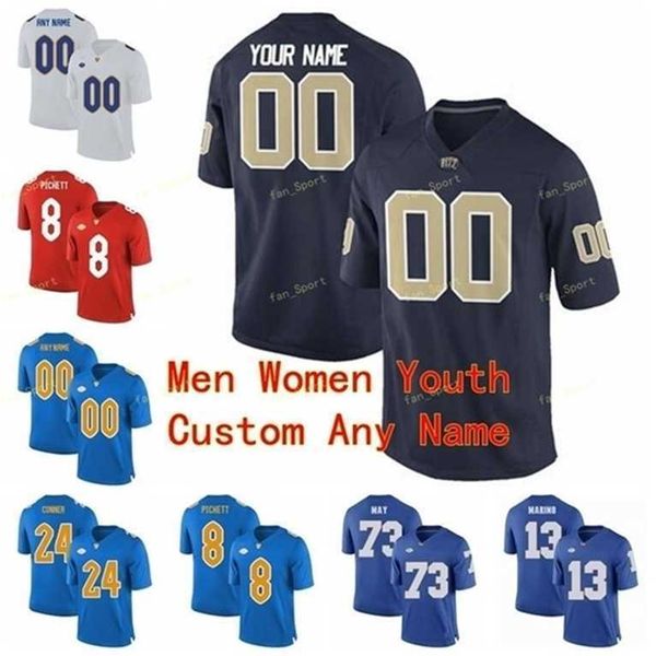 

sj custom pittsburgh panthers pitt college football jersey 3 damar hamlin 30 qadree ollison 33 tony dorsett men women youth kids stitched, Black