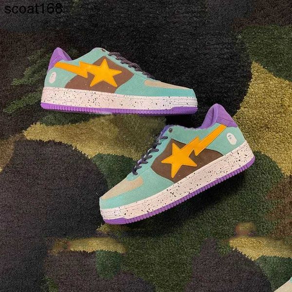 

dress shoes designer apes sta purple green splash ink casual board contrast street low sports shoes, Black