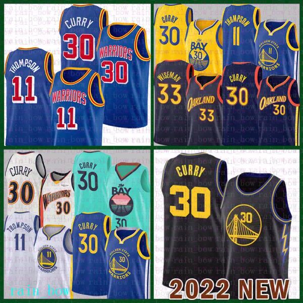 

2022 new golden basketball jersey state s-xxl warriores stephen 30 curry james 33 wiseman klay 11 thompson draymond 23 green gold, Black;red