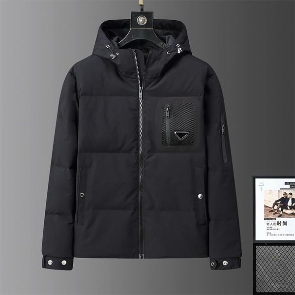 

puffer jacket fashion casual hooded down jackets thickened warm outdoor sports downs jacket outerwear parkas size m-3xl, Black