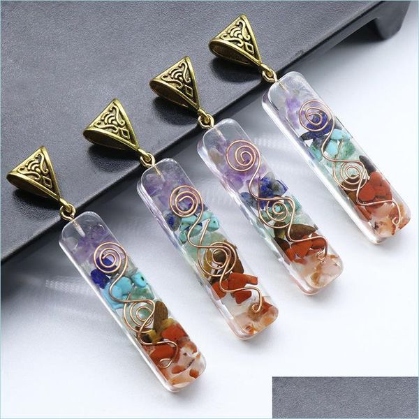 

charms crushed stone pendants 7 color necklace pendant meditation gold plated charms rec jewelry accessories drop delivery 2021 findi dhmjl, Bronze;silver